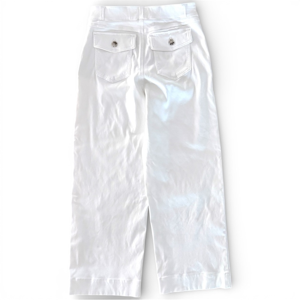 SPANX White Twill Wide Leg Cropped Pull-On Pants, Medium, Sailor Button Stretch - Picture 8 of 11